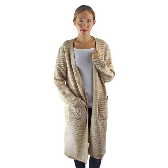 Draped Knit Cardigan Sweater With Pockets - Picture 2 of 8